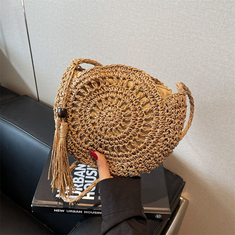 Circle Round Bag - Women Hollow Straw Bag Circle Rattan