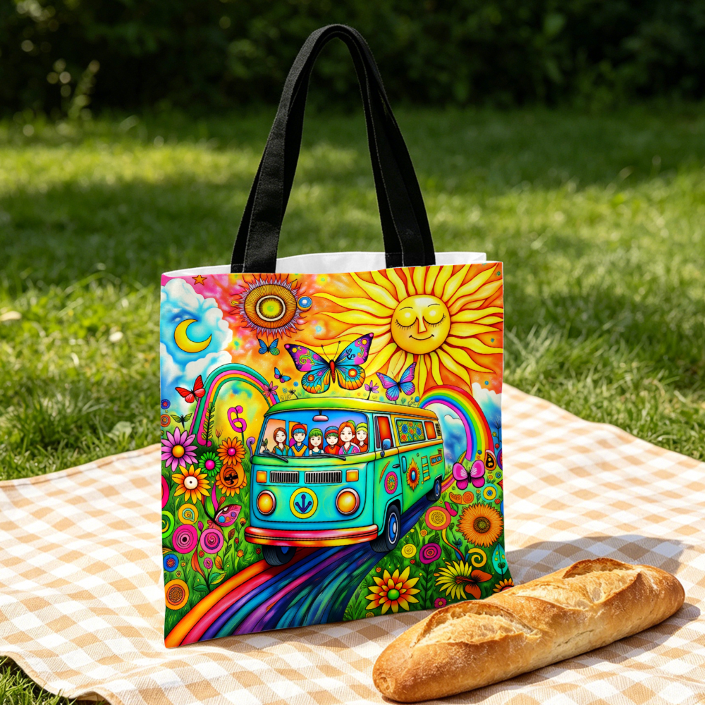 Women'S Bags Handbags - Colorful Hippie Van Handbag Multicolor Pattern