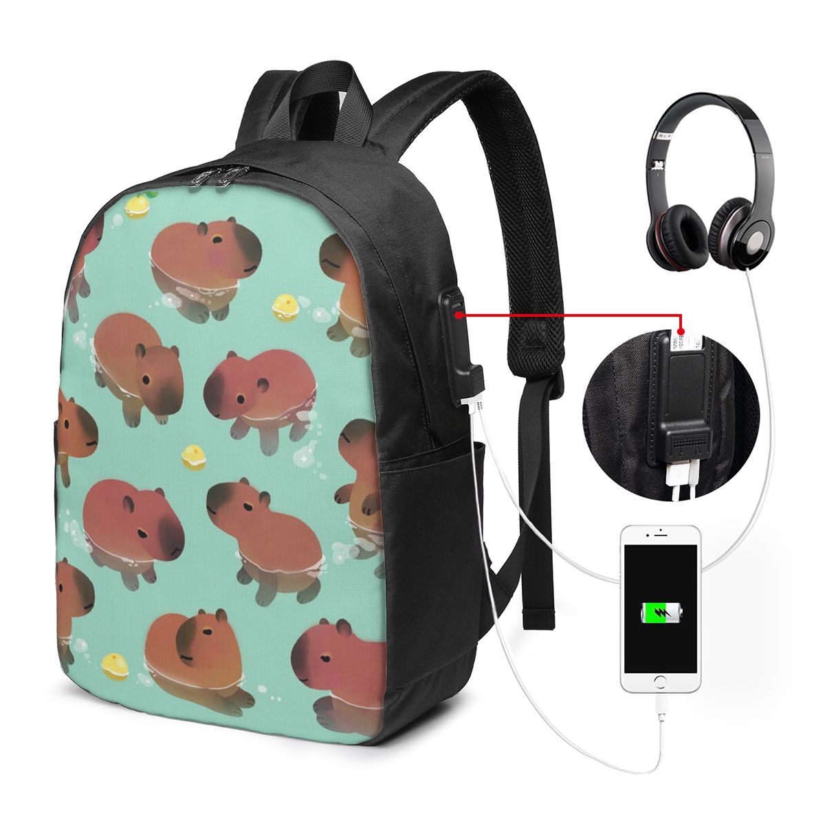 Capybara Animal Pattern Backpa - огляд і ціна Women Bags For College