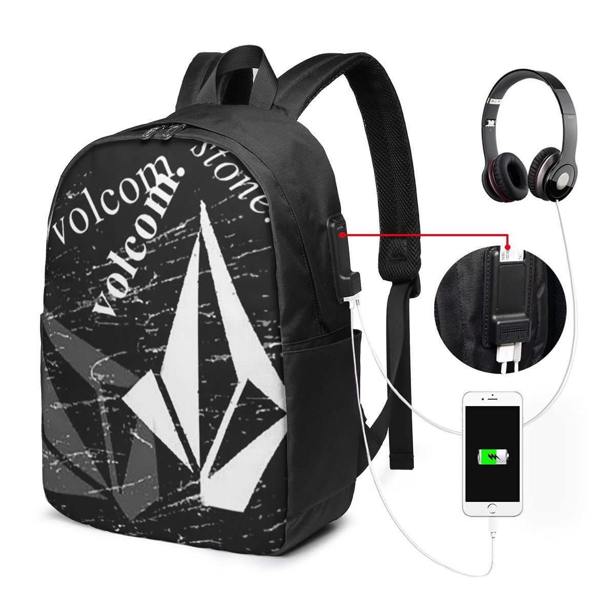V-Volcom Logo Backpack Travel  - огляд і ціна Women Bags For College