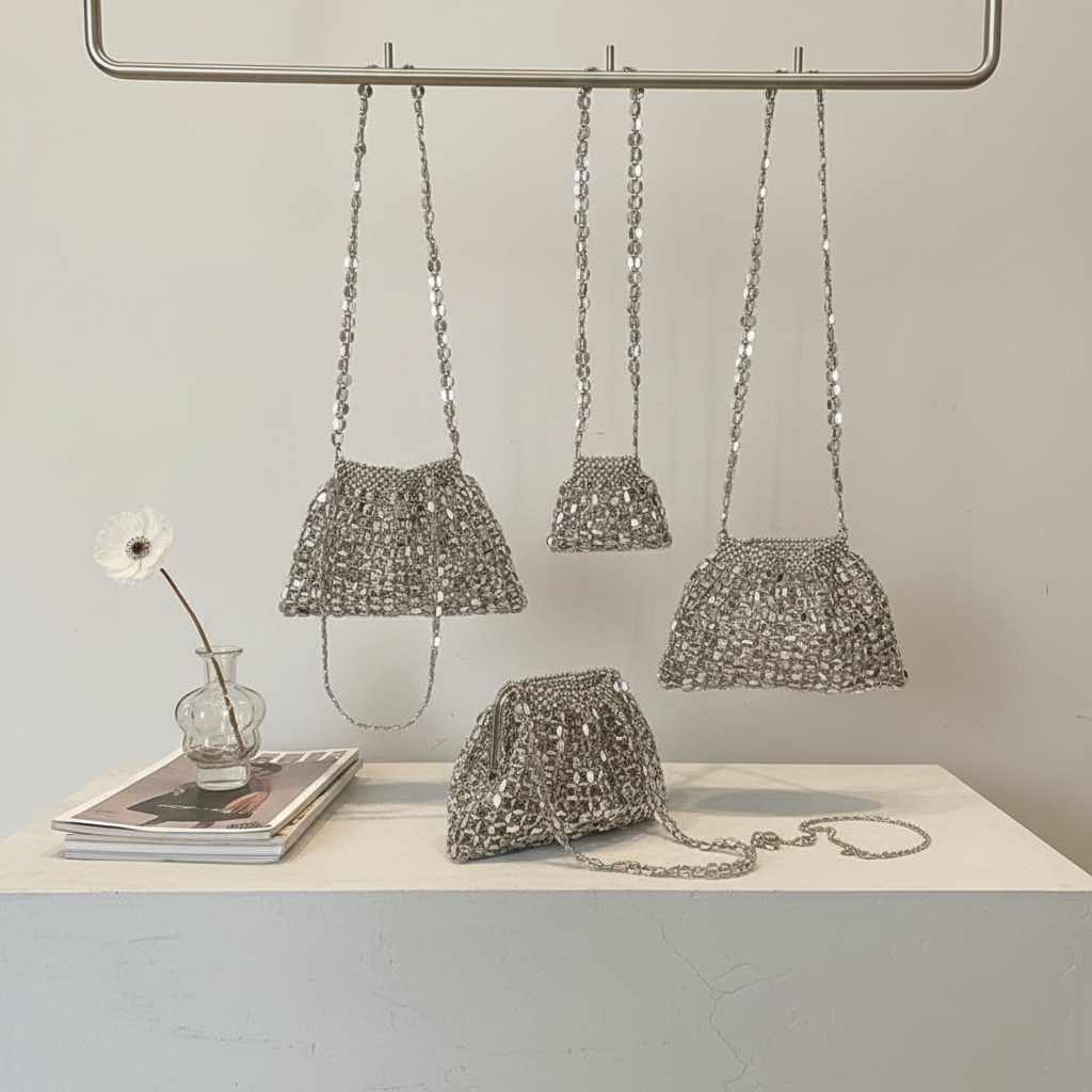 Silver Shiny Sequin Evening Ba - огляд і ціна Mini Purse Chain