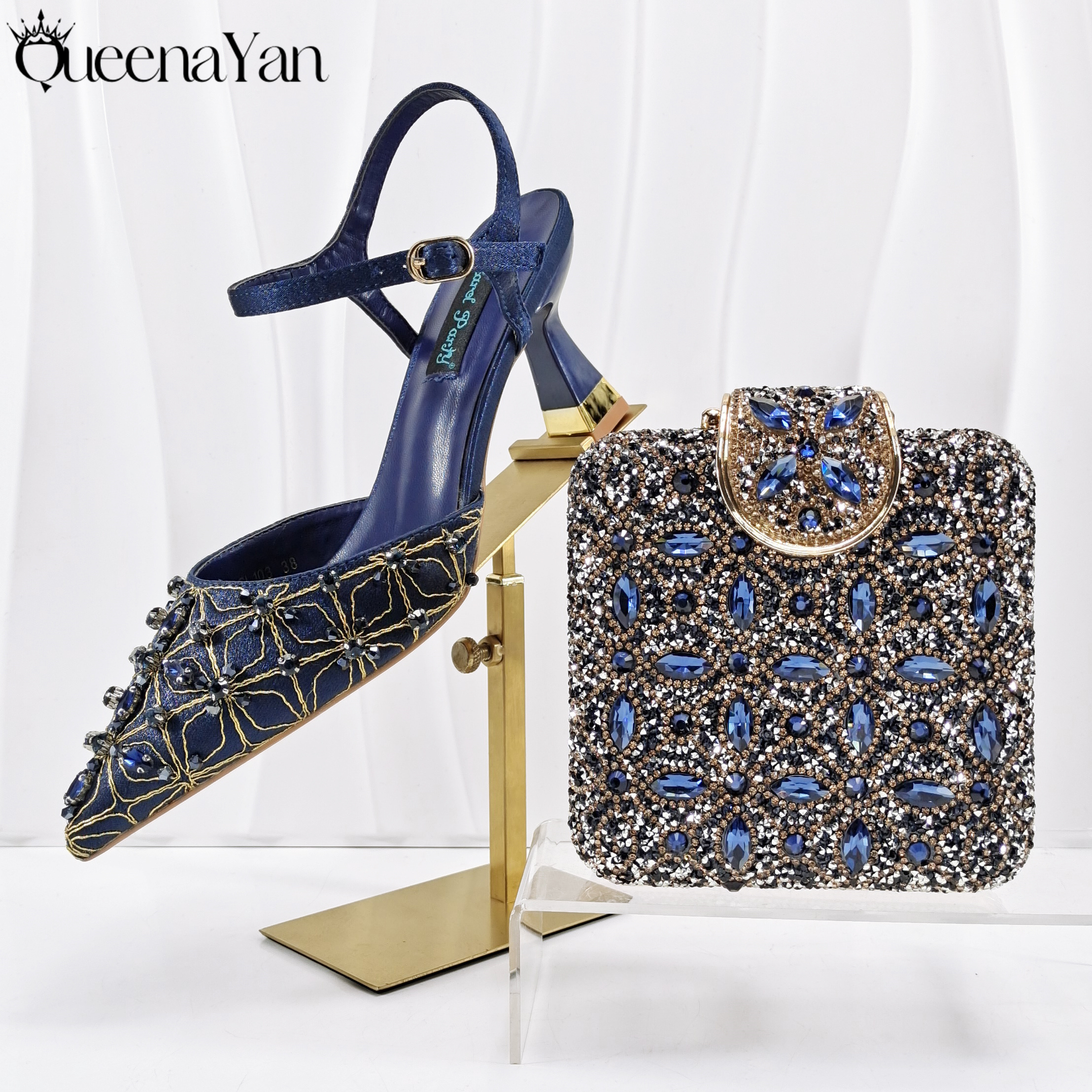 QueenaYan Elegant Glossy Navy  - огляд і ціна Women Bags For Wedding